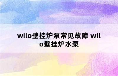 wilo壁挂炉泵常见故障 wilo壁挂炉水泵